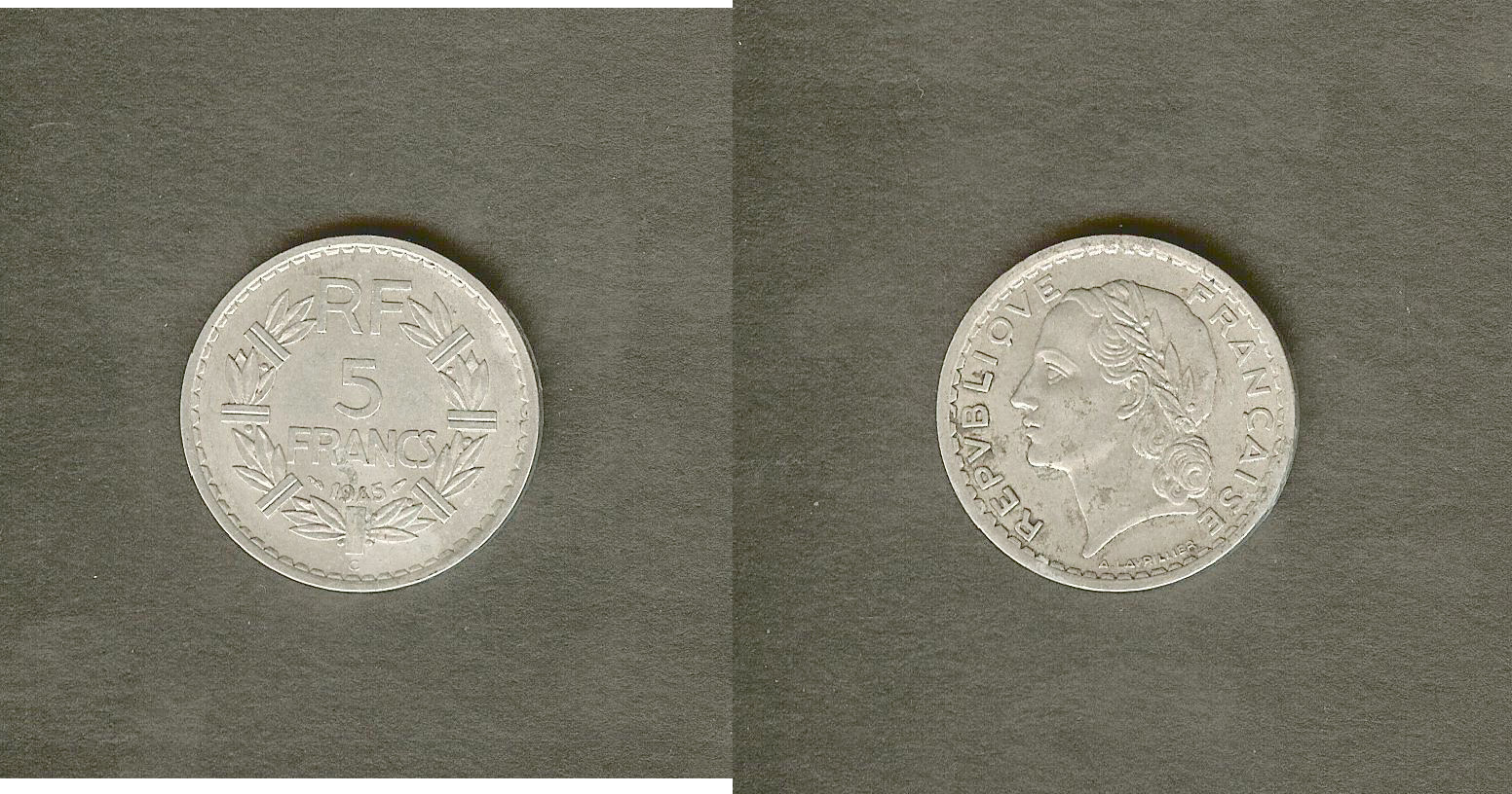 5 francs Lavrillier, aluminium 1945 Castelsarrasin TTB+